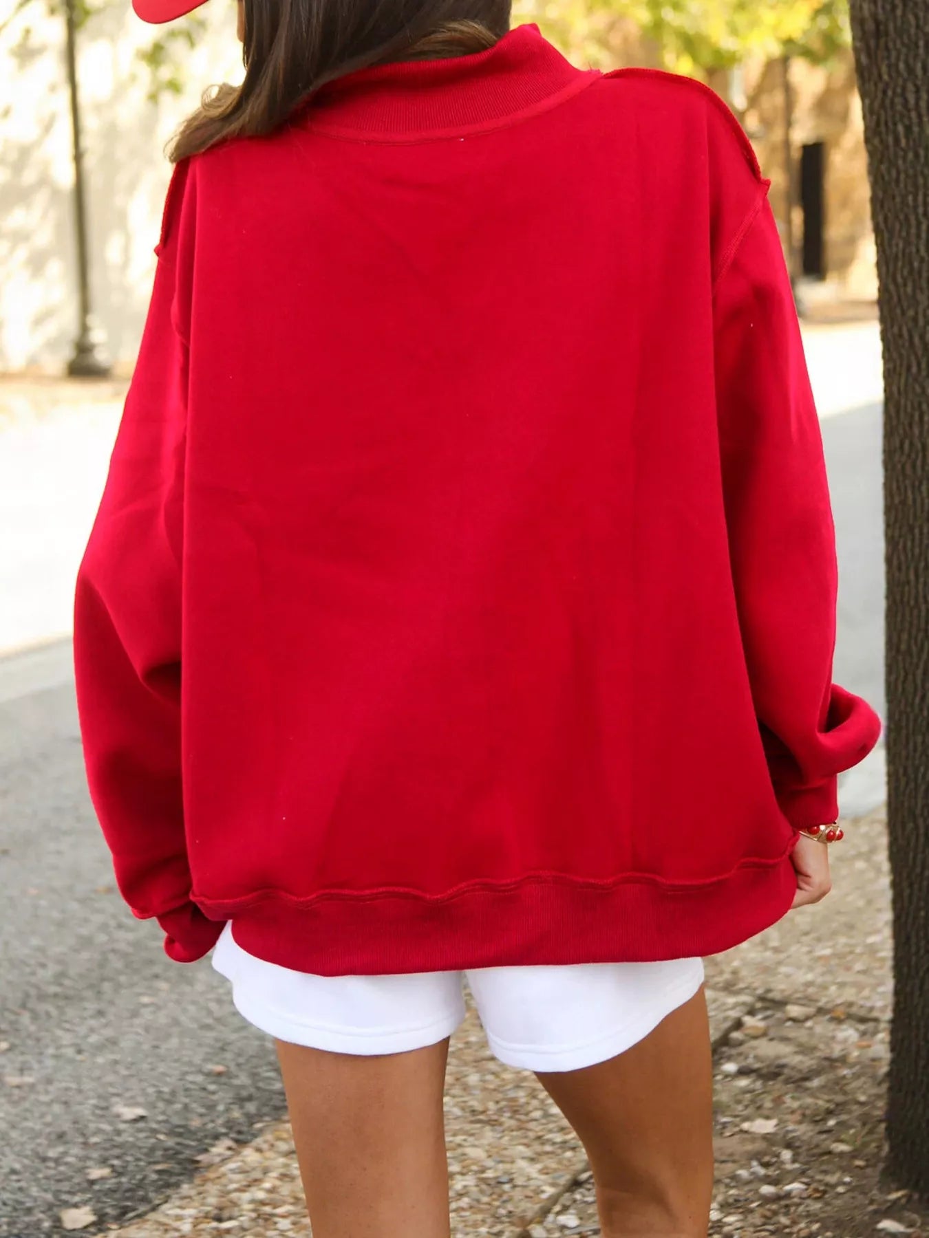 Mock Neck Dropped Shoulder Sweatshirt