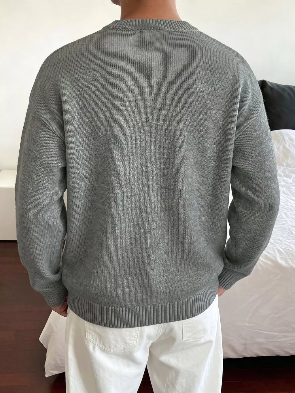Star-Patterned Dropped Shoulder Sweater