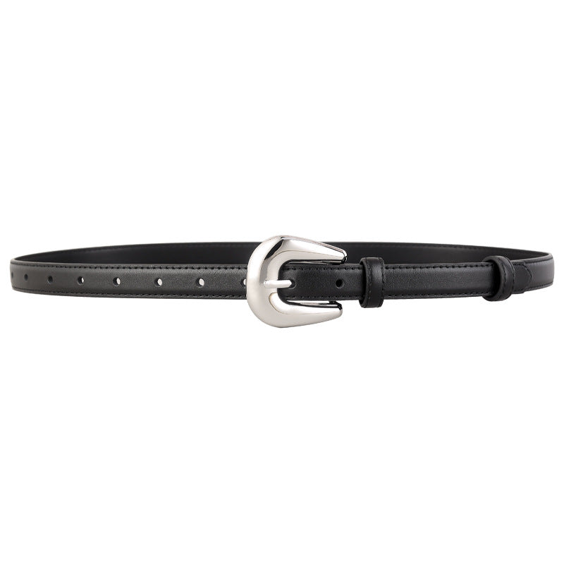 Leather Belt with Silver Buckle