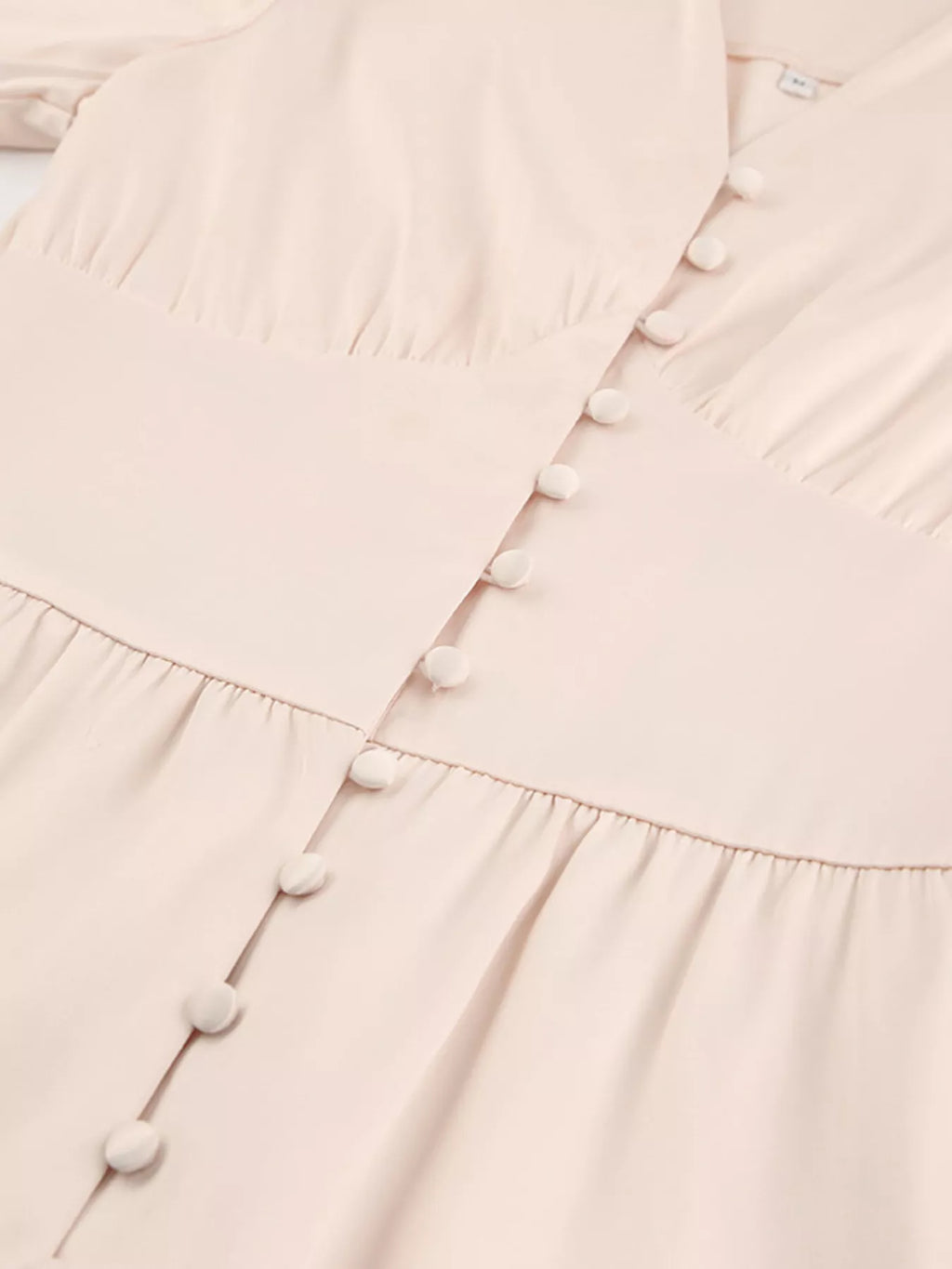 Elegant V-Neck Puff Sleeve Button-Down Midi Dress