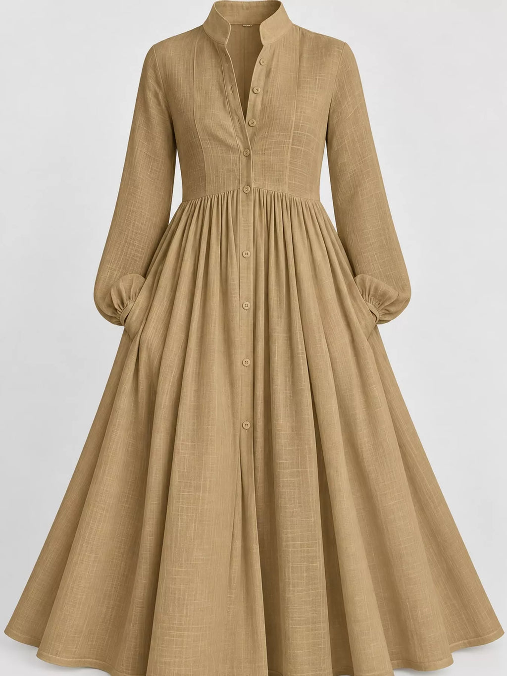 Full Size Long-Sleeve Button Front Maxi Dress Plus Size