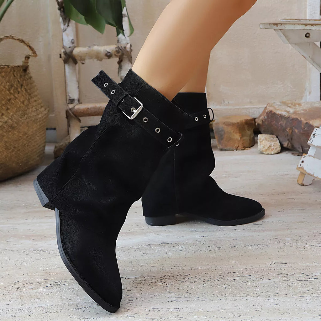 Point Toe Block Heels Boots
