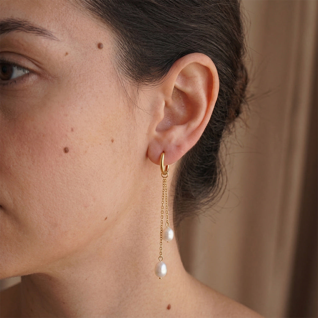 Pearl Chain Drop Earrings Collection