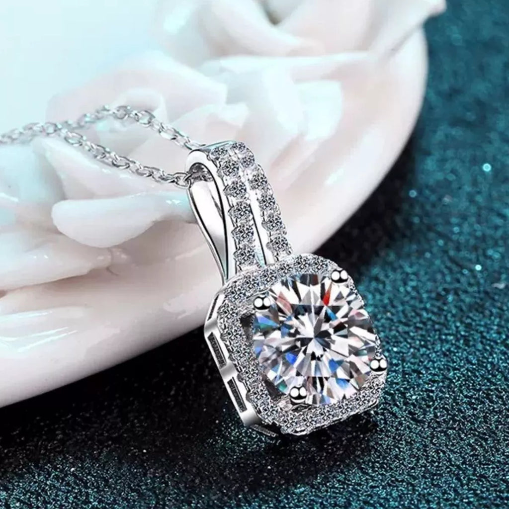 5 Carat Moissanite 925 Sterling Silver Pendant Necklace