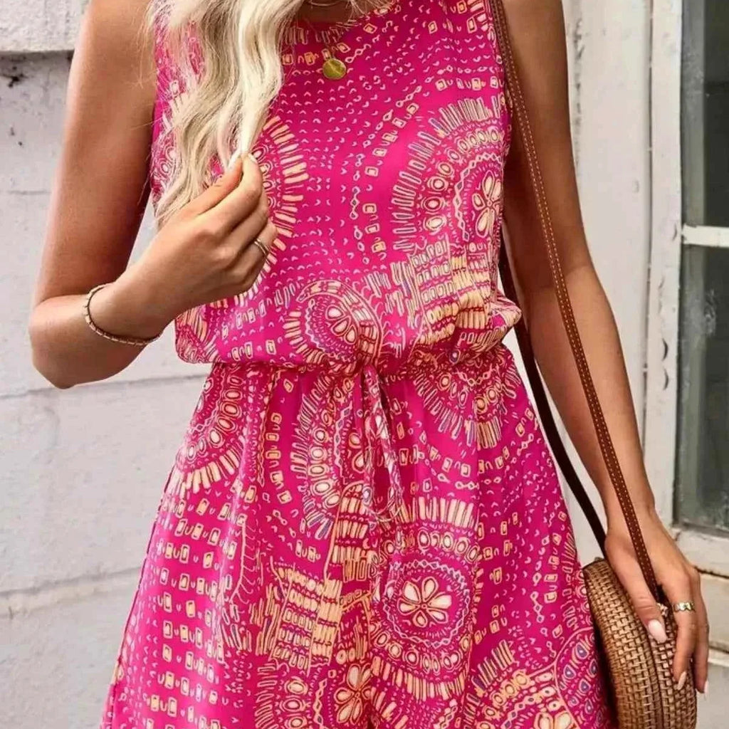Boho Floral Print Sleeveless Summer Romper