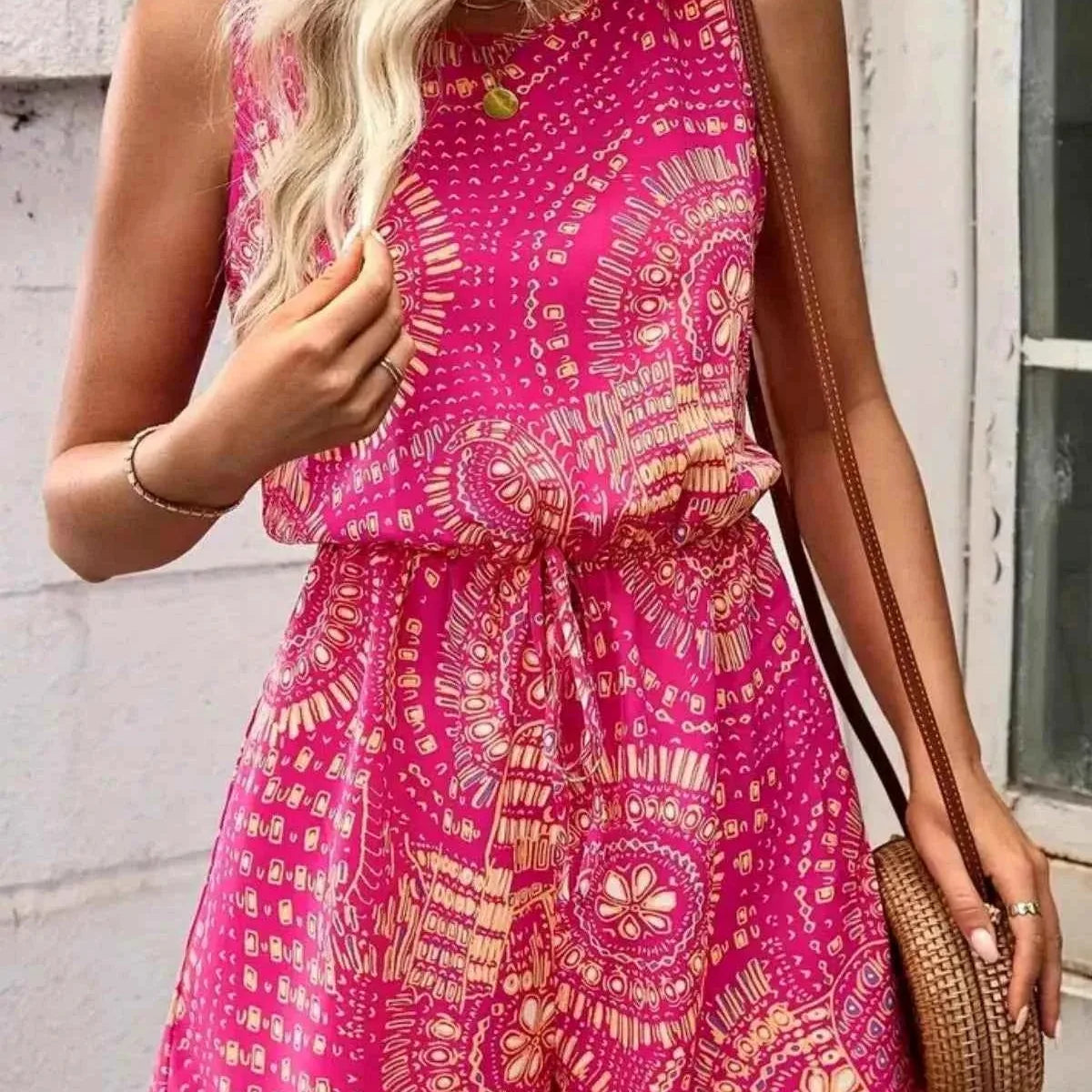 Boho Floral Print Sleeveless Summer Romper