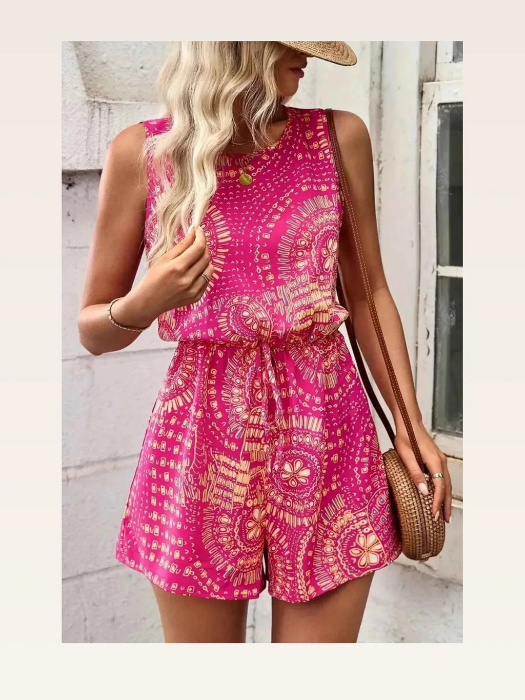 Boho Floral Print Sleeveless Summer Romper