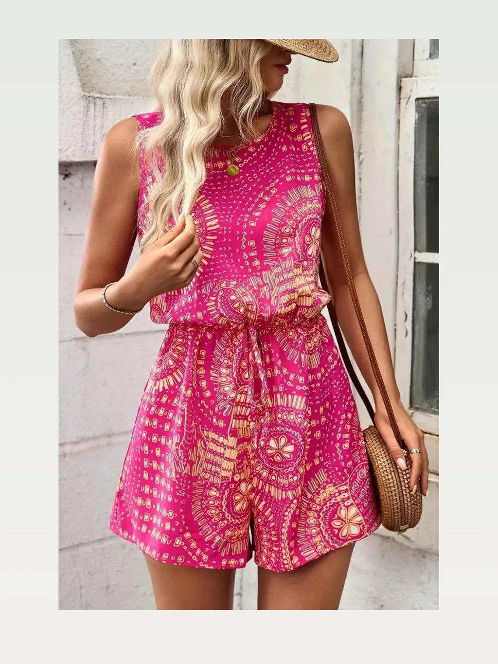 Boho Floral Print Sleeveless Summer Romper
