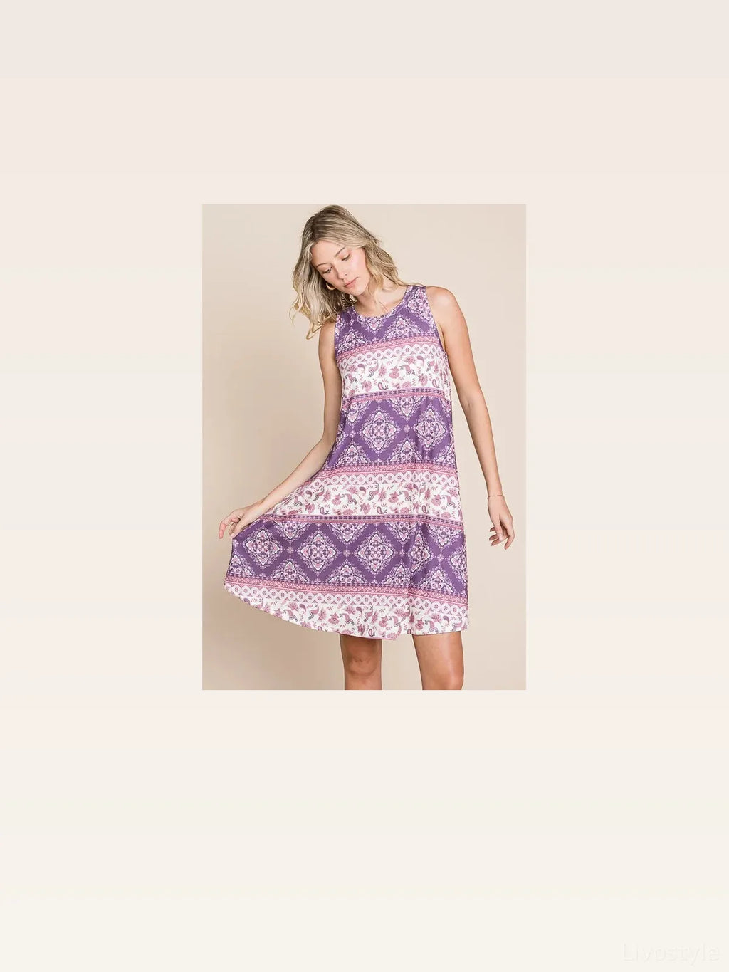 Bohemian Paisley Print Sleeveless A-Line Dress