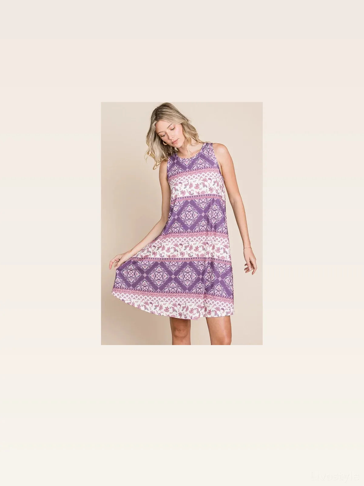 Bohemian Paisley Print Sleeveless A-Line Dress