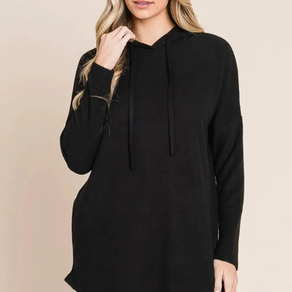 Relaxed Fit Knit Hoodie with Drop Shoulders