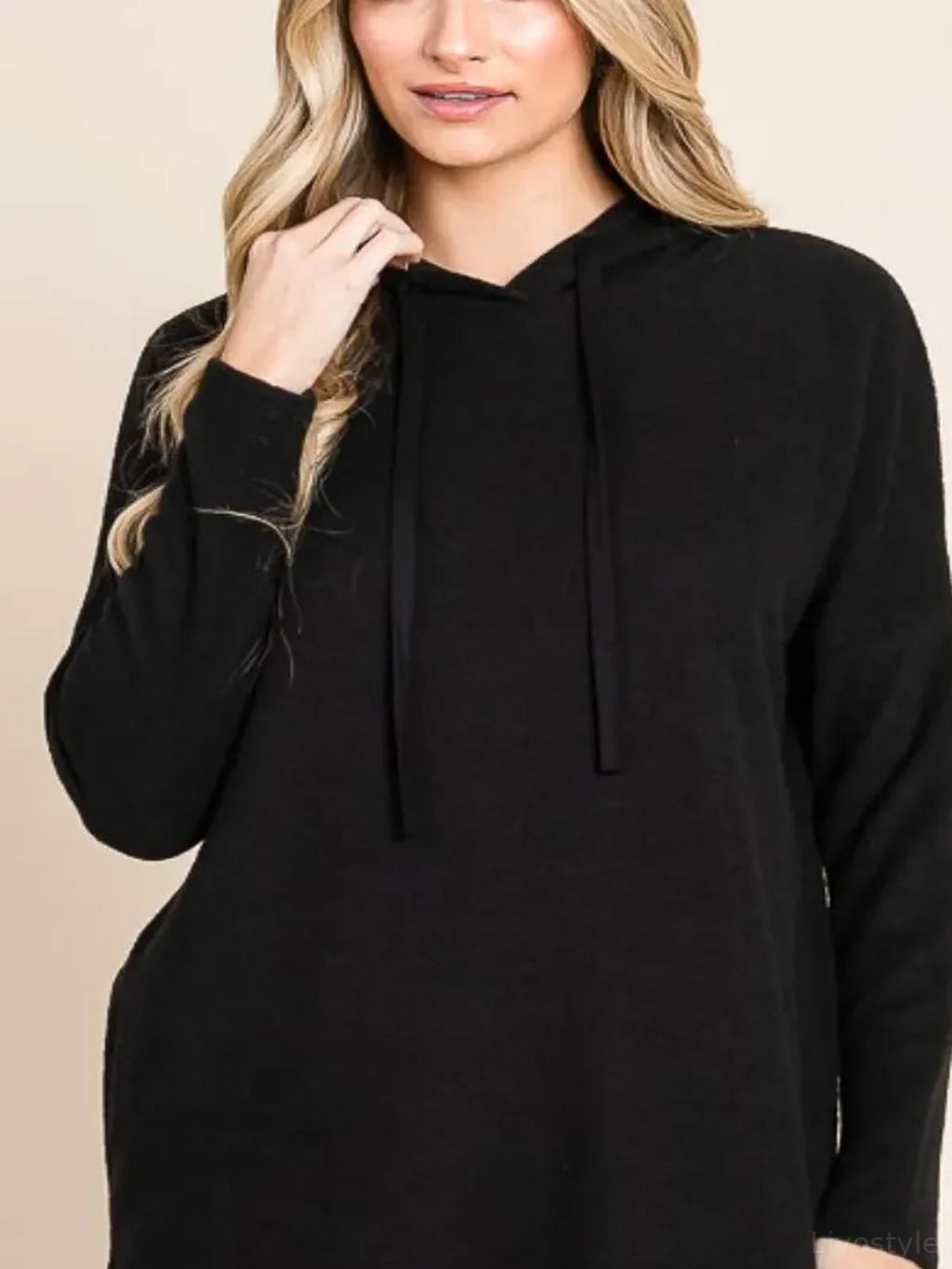 Relaxed Fit Knit Hoodie with Drop Shoulders
