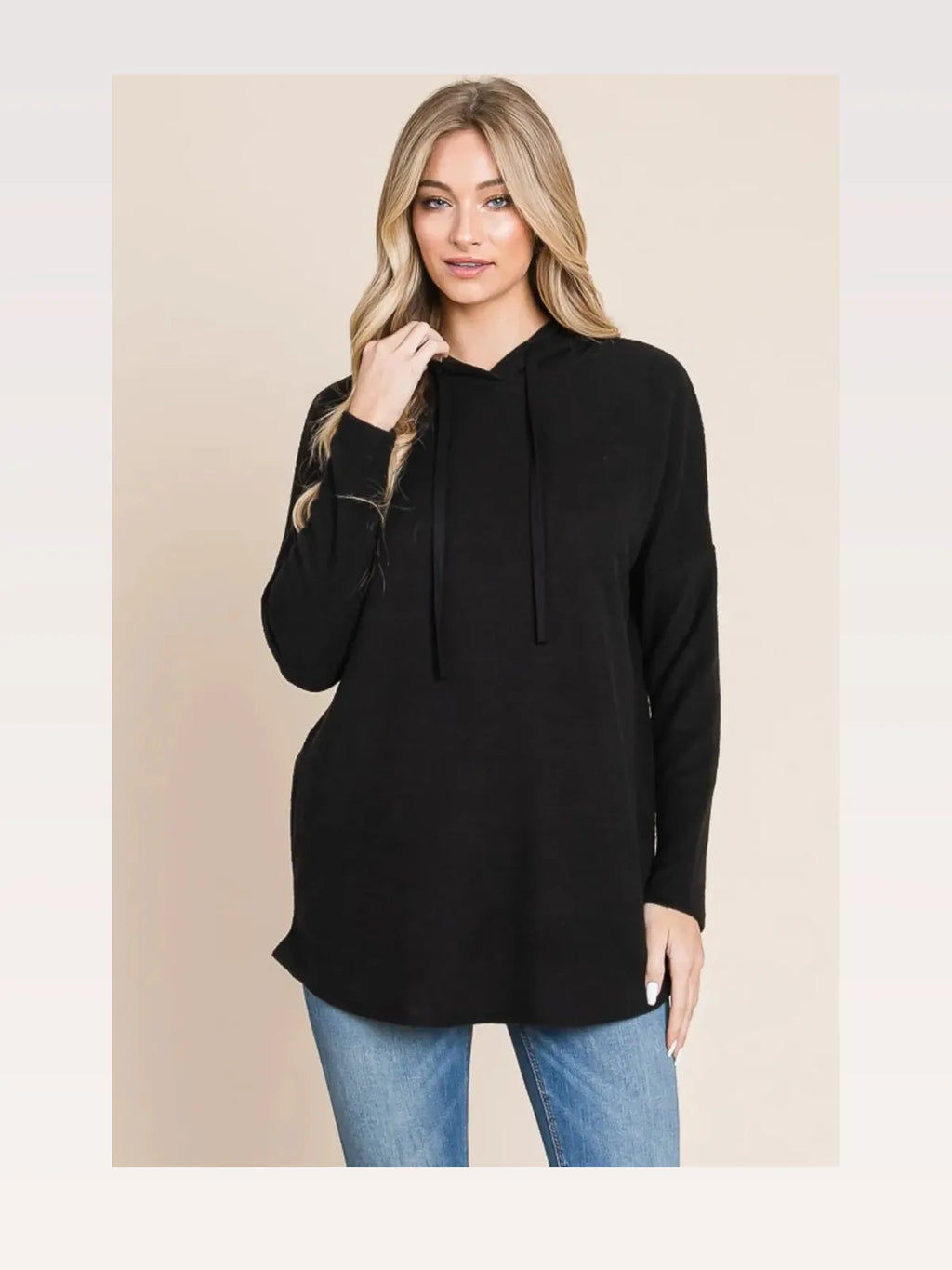 Relaxed Fit Knit Hoodie with Drop Shoulders