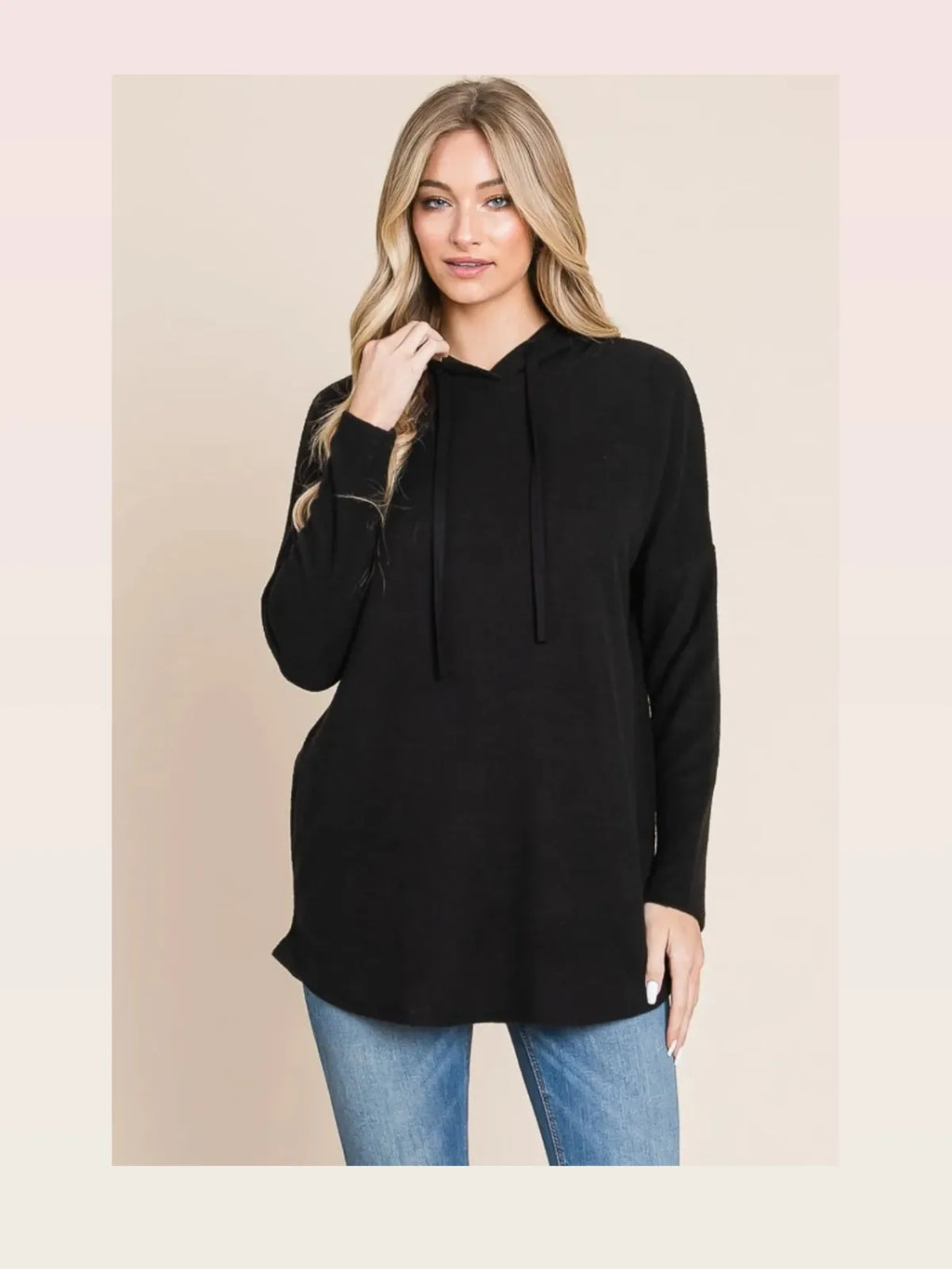 Relaxed Fit Knit Hoodie with Drop Shoulders