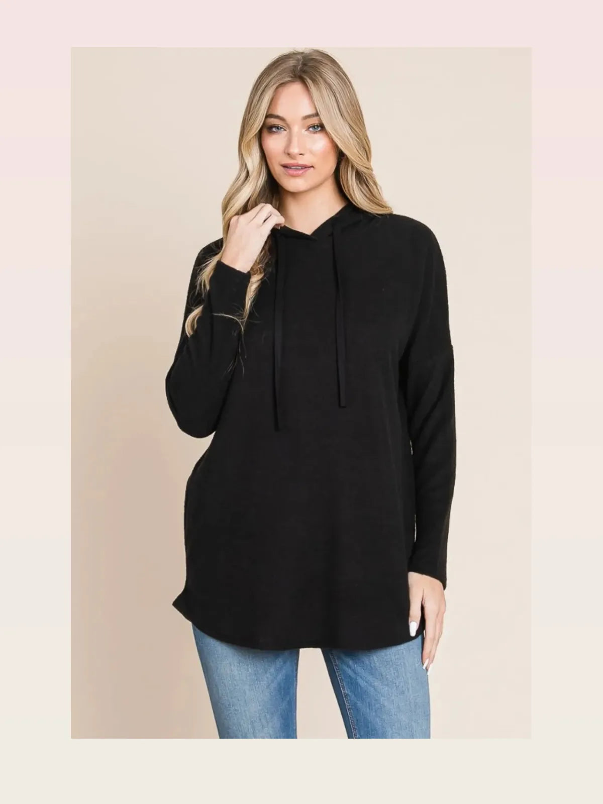 Relaxed Fit Knit Hoodie with Drop Shoulders