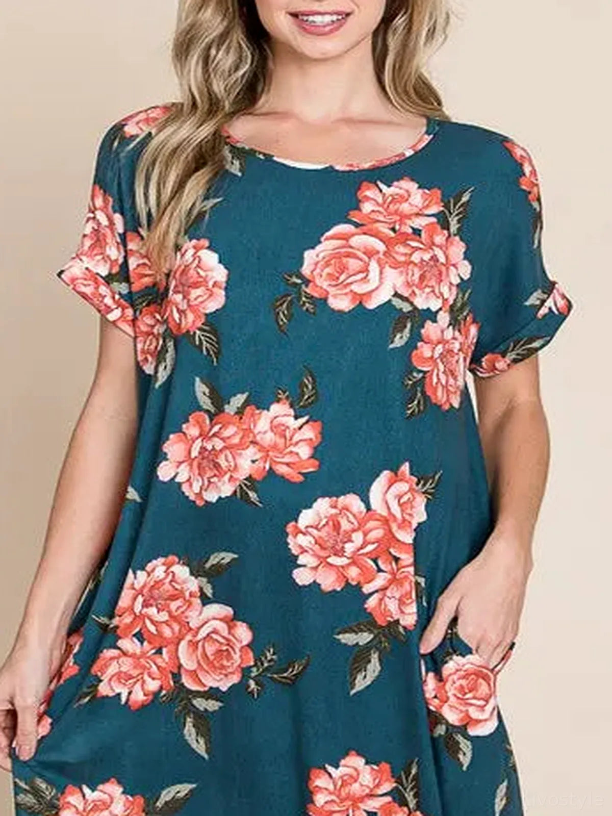 Floral Tee Dress with Pockets