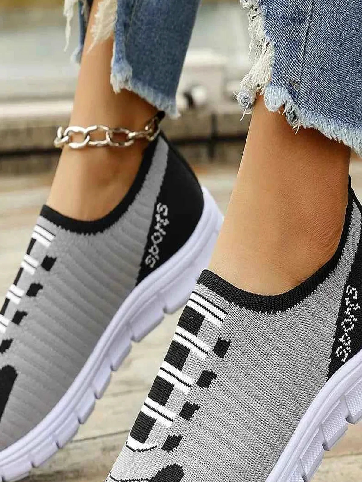 Lightweight Mesh Knit Slip-On Sneakers