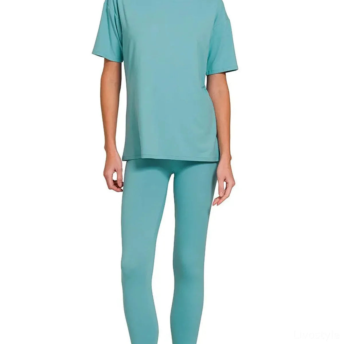Brushed Microfiber Short Sleeve Top and Pants Lounge Set