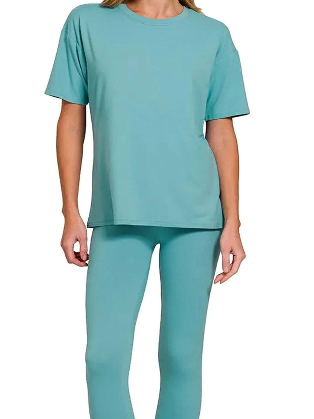 Brushed Microfiber Short Sleeve Top and Pants Lounge Set
