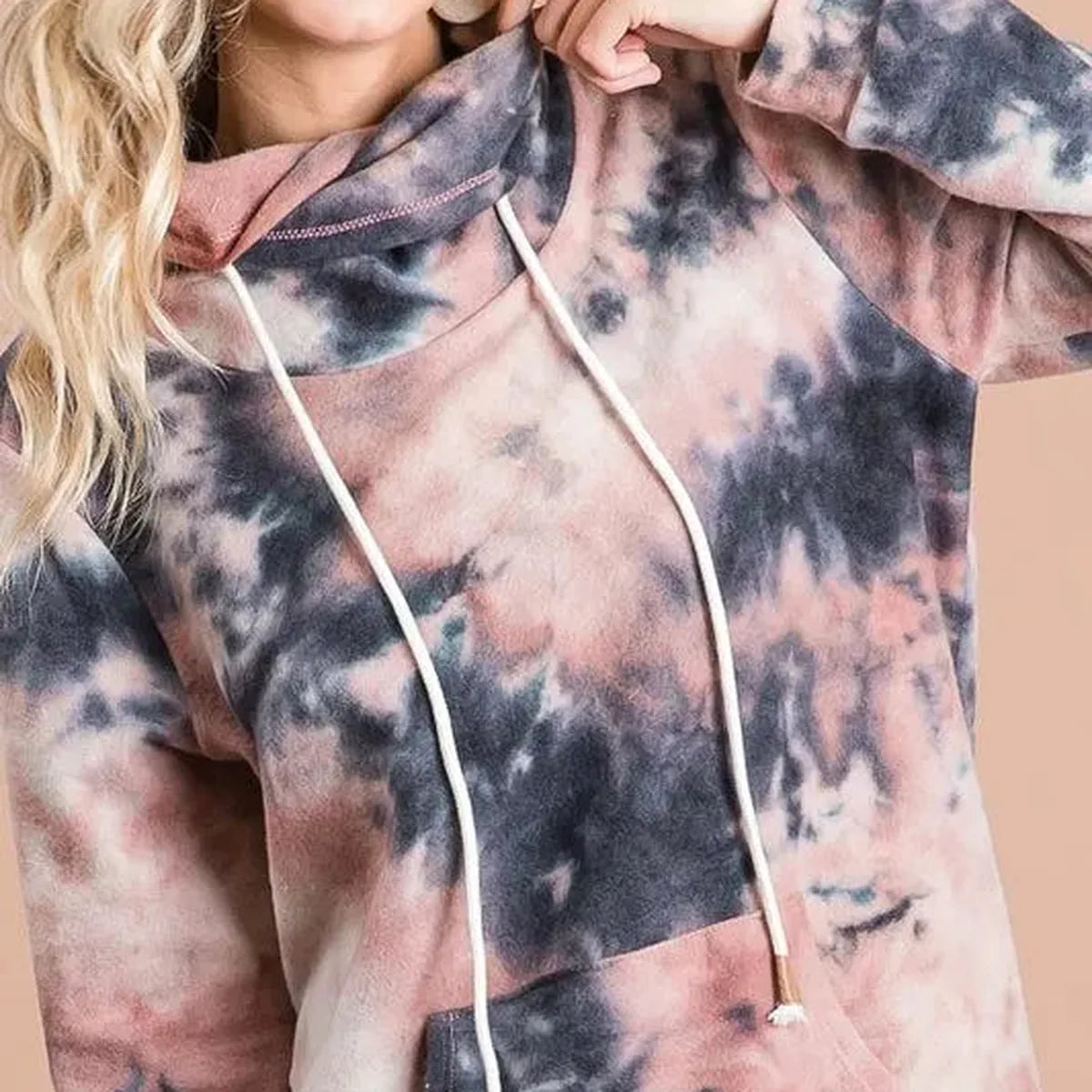Overlapped Turtleneck in Tie-Dye Print