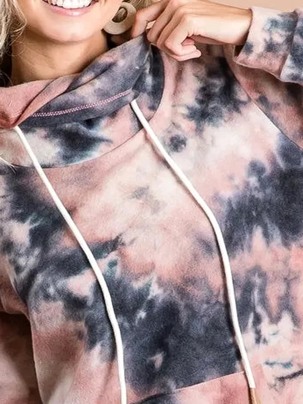 Overlapped Turtleneck in Tie-Dye Print