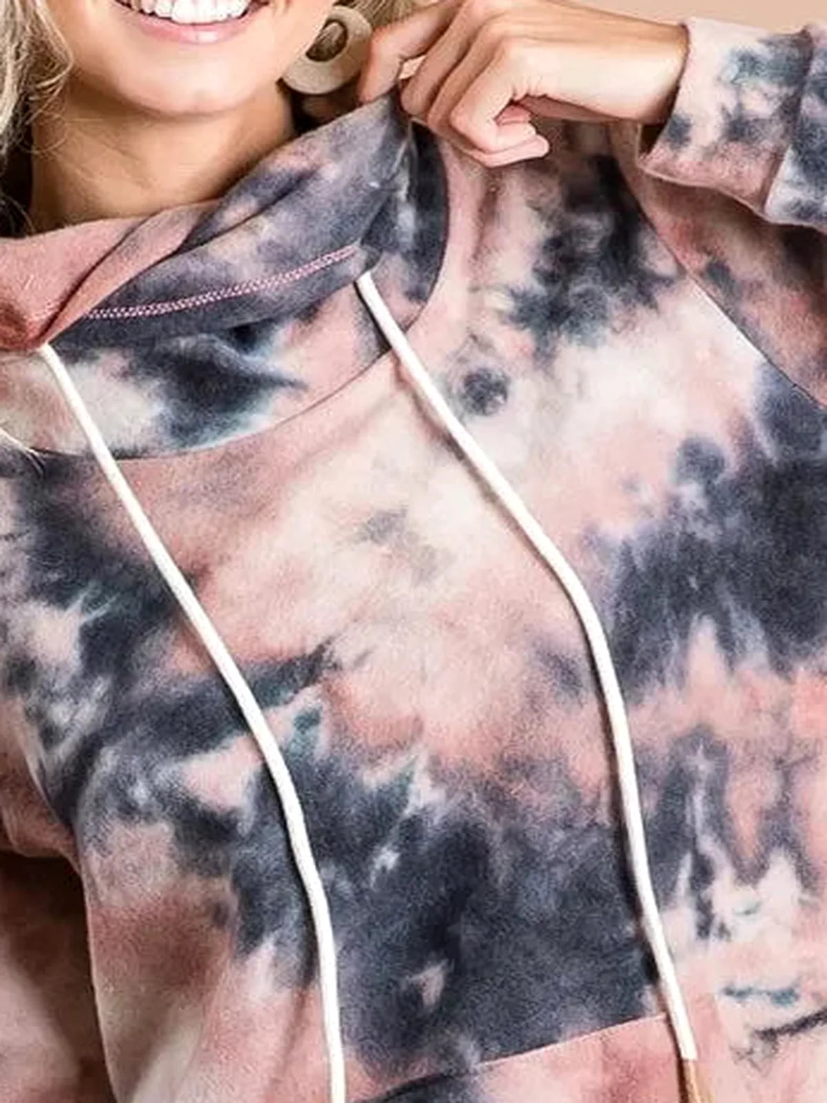 Overlapped Turtleneck in Tie-Dye Print