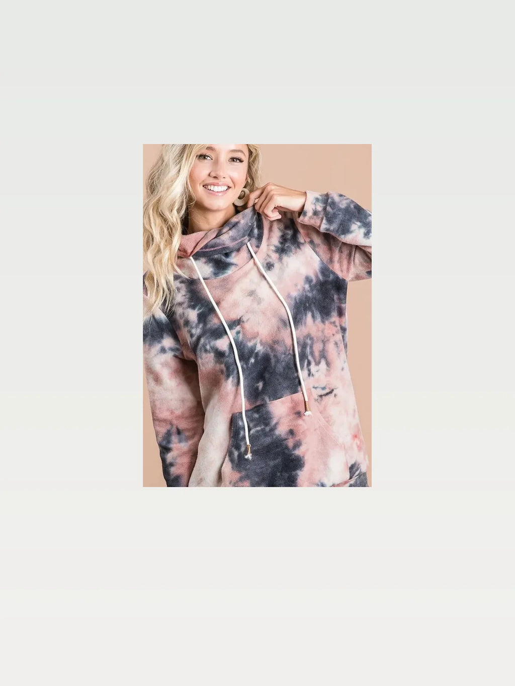 Overlapped Turtleneck in Tie-Dye Print