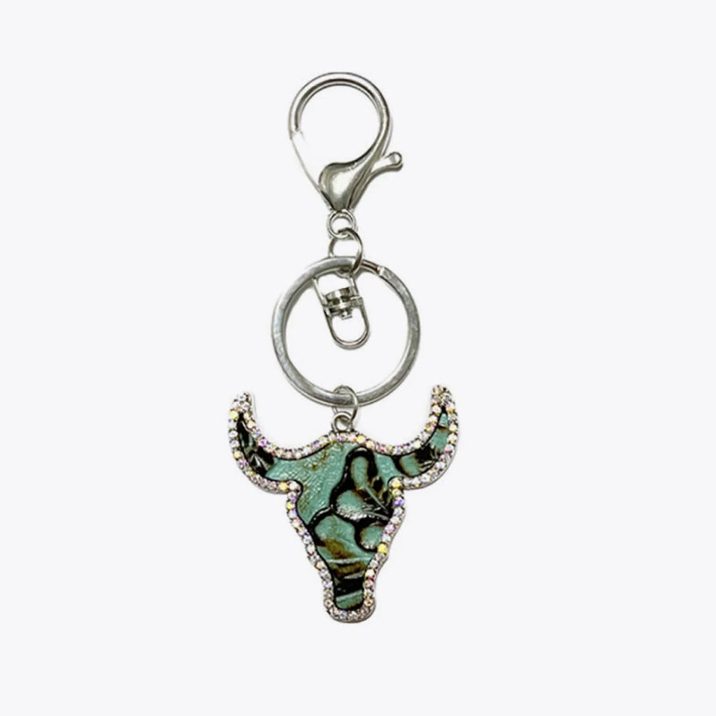 Bull Shape Rhinestone Western Key Chain