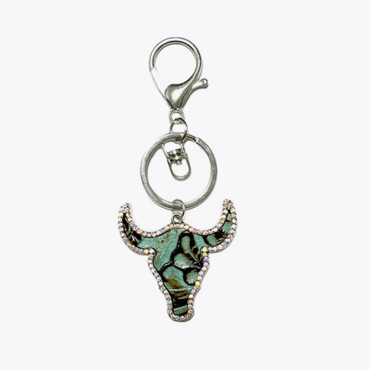 Bull Shape Rhinestone Western Key Chain