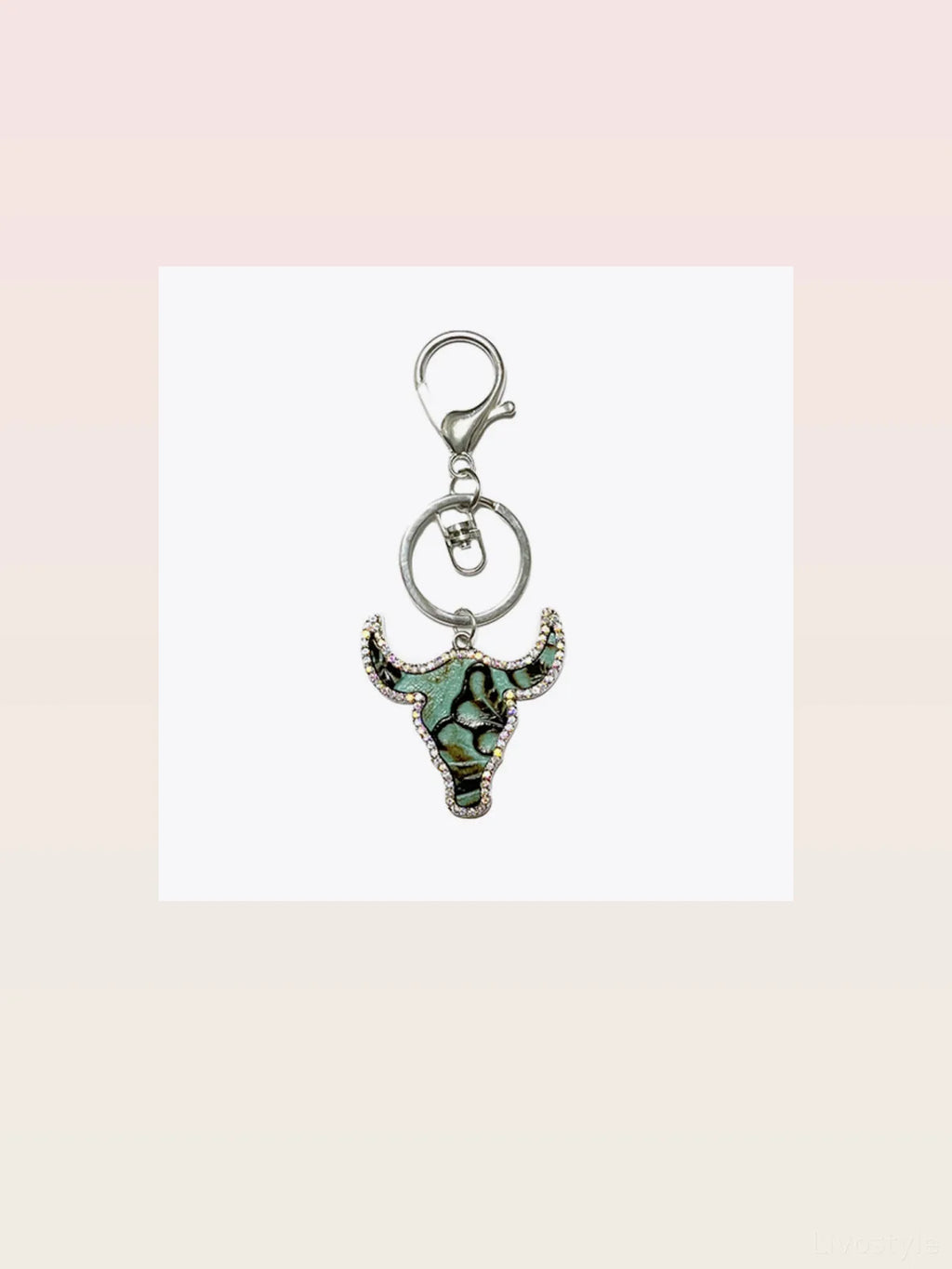 Bull Shape Rhinestone Western Key Chain