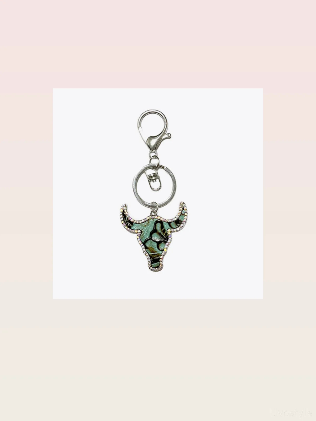 Bull Shape Rhinestone Western Key Chain