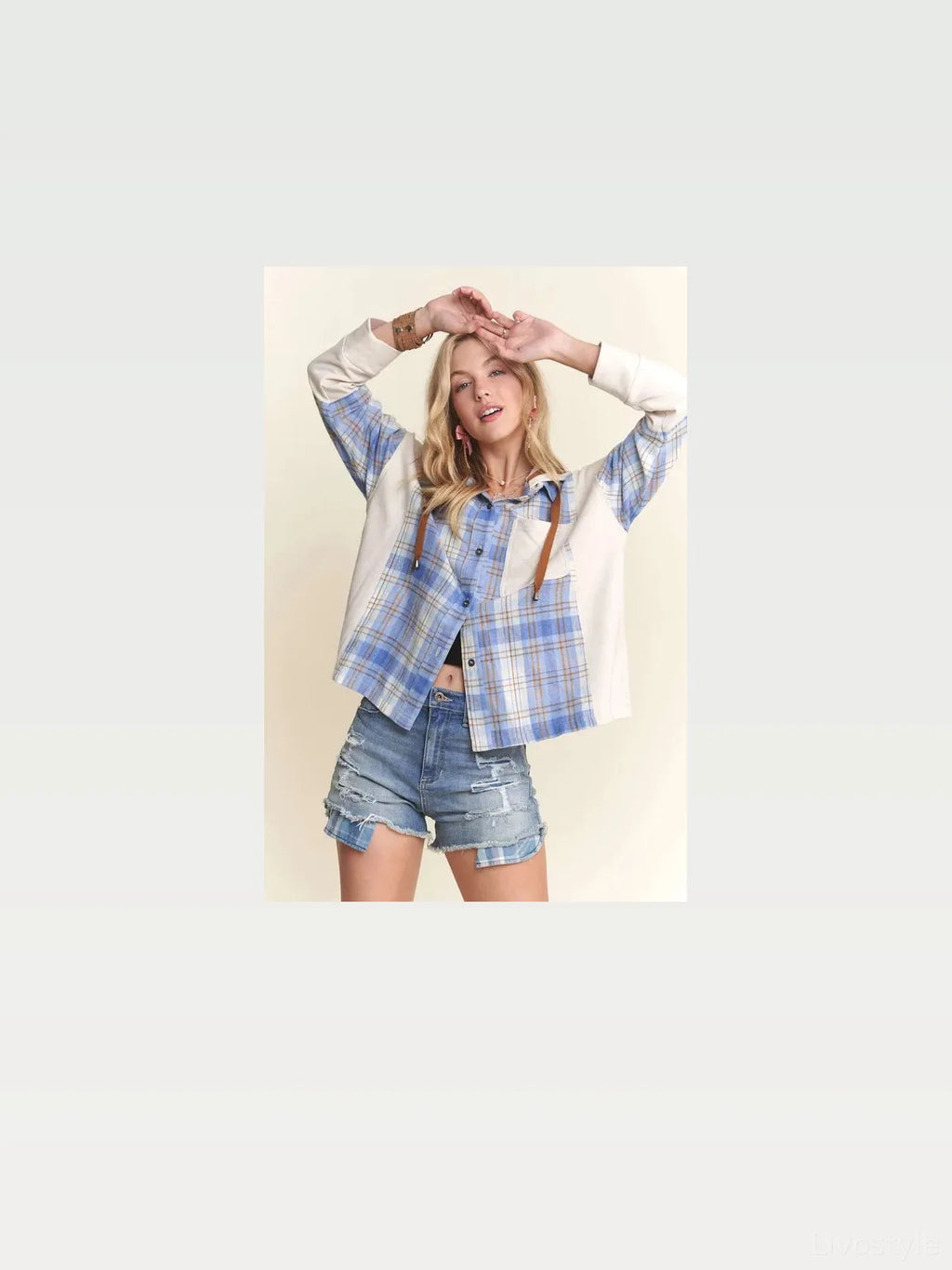 Plaid Hooded Button-Down Shirt Jacket