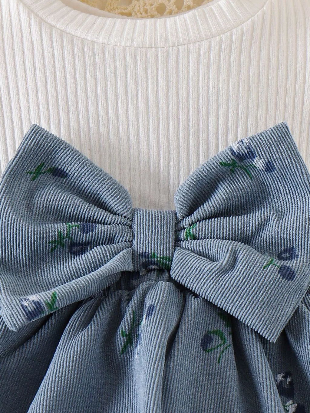 Children's Bow Ribbed Knit Dress & Headband & Socks Set
