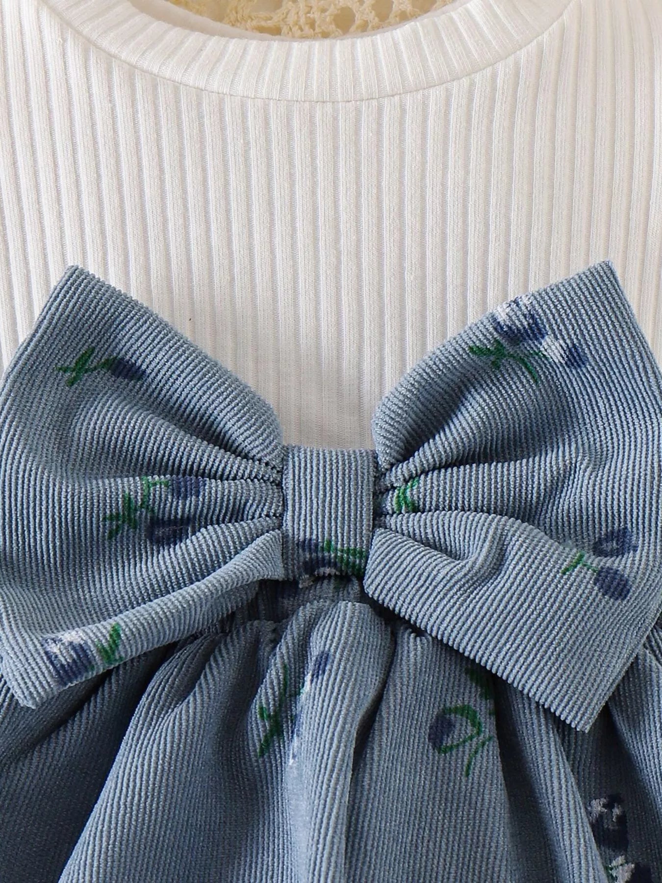 Children's Bow Ribbed Knit Dress & Headband & Socks Set