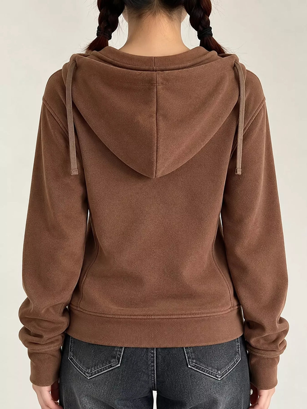 Drawstring Zip-Up Slim Fit Hoodie