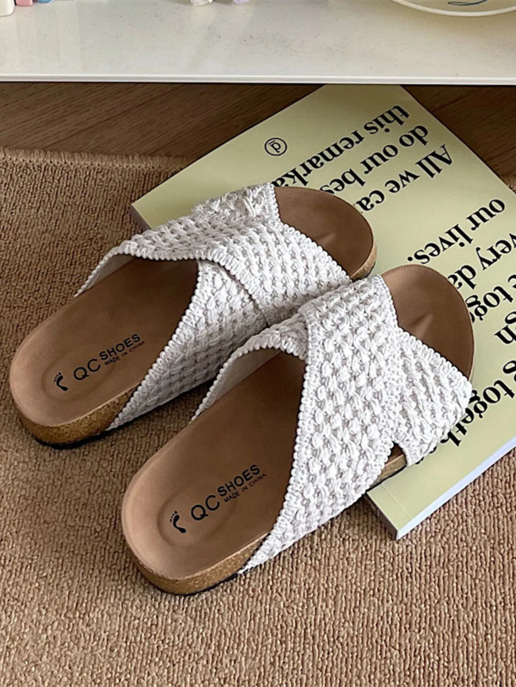 Cross Strap Woven Pattern Comfort Sandals