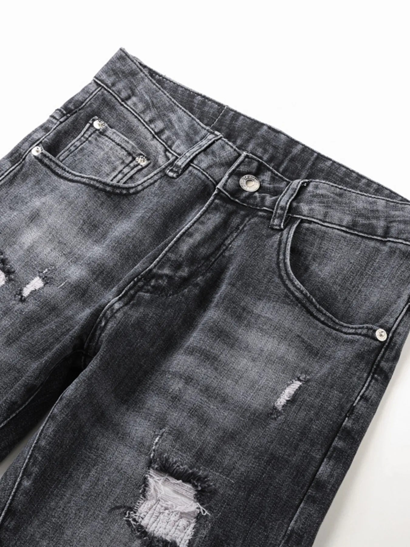 Men's Distressed Slim Fit Ripped Jeans