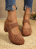 Cutout Block Heel Sandals