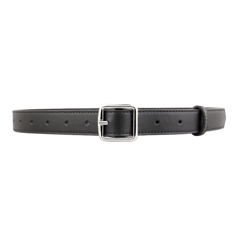 Leather Belt with Silver Buckle