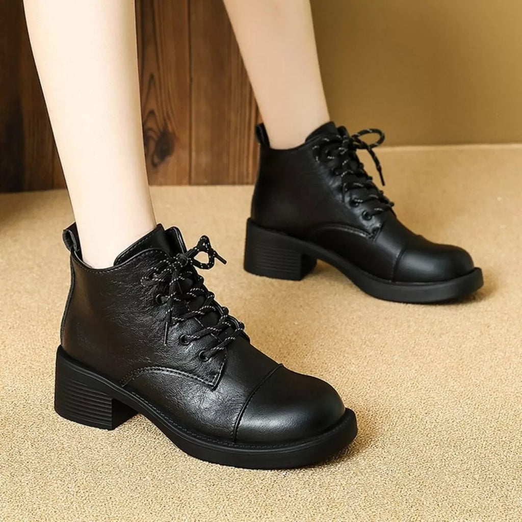 Round Toe Block Heels Boots
