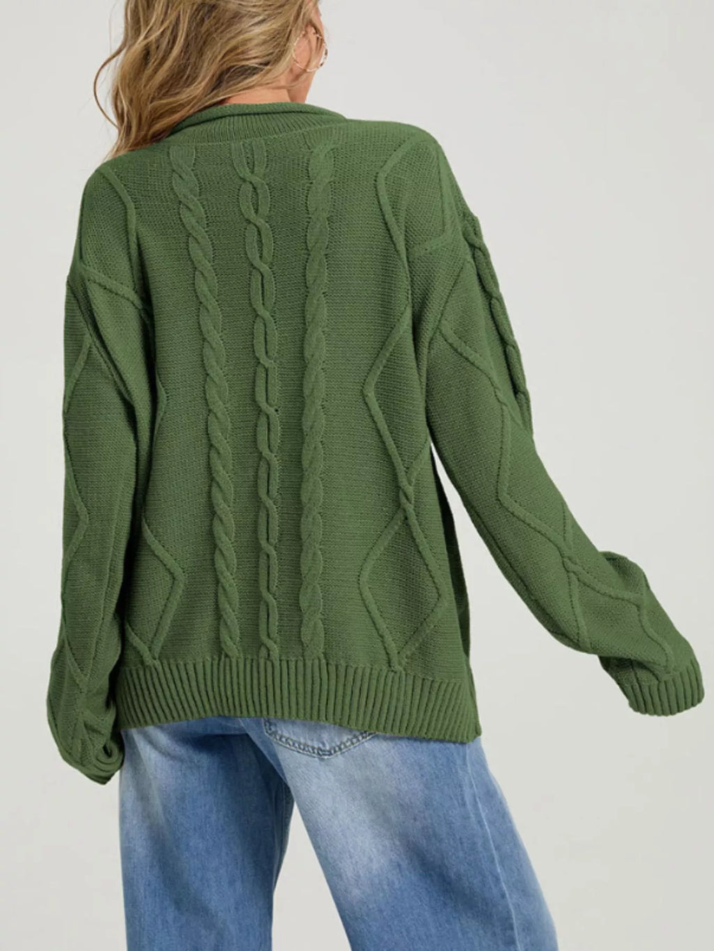 Cable Knit Ribbed Hem Sweater