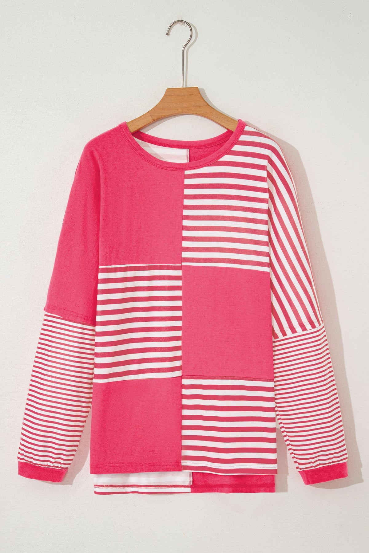 Stripe Patchwork Long Sleeve Tunic Top