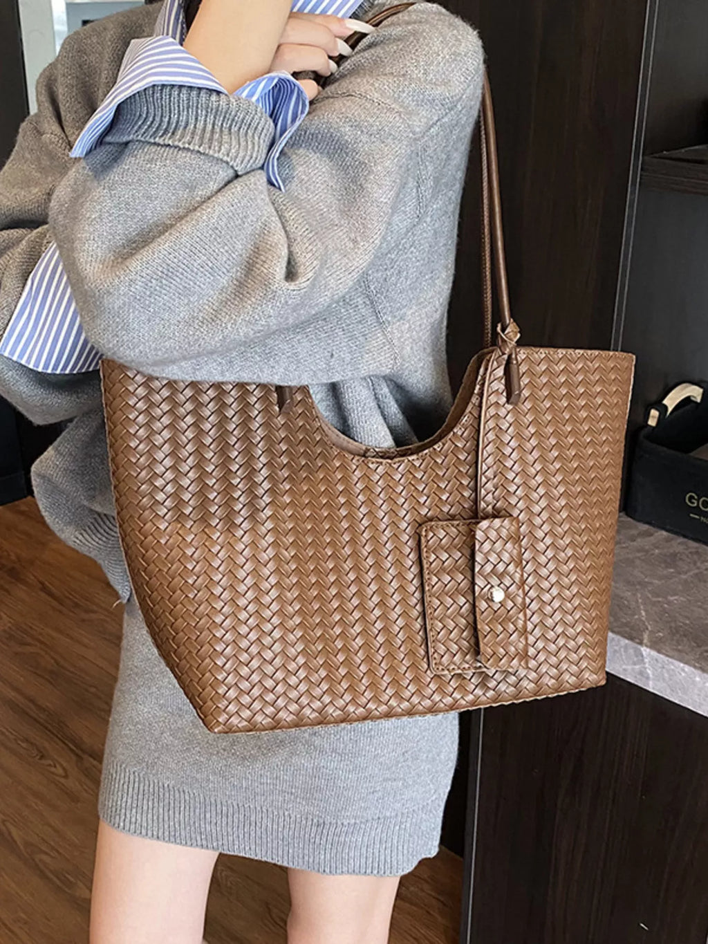Woven Texture Large Capacity Tote Bag