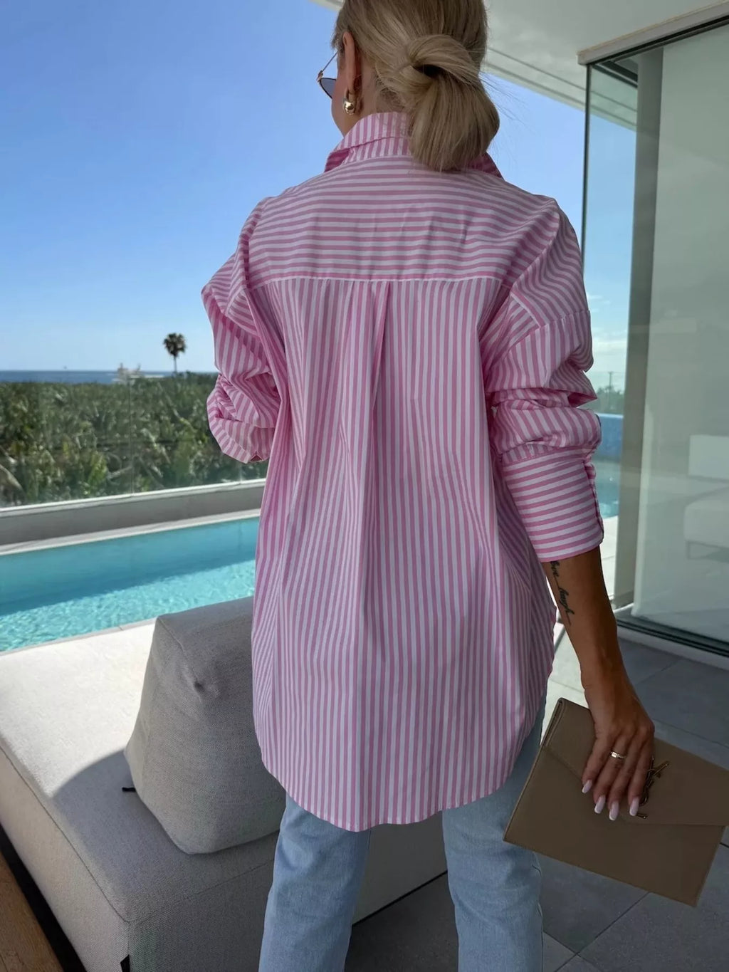 Striped Button Up Long Sleeve Shirt