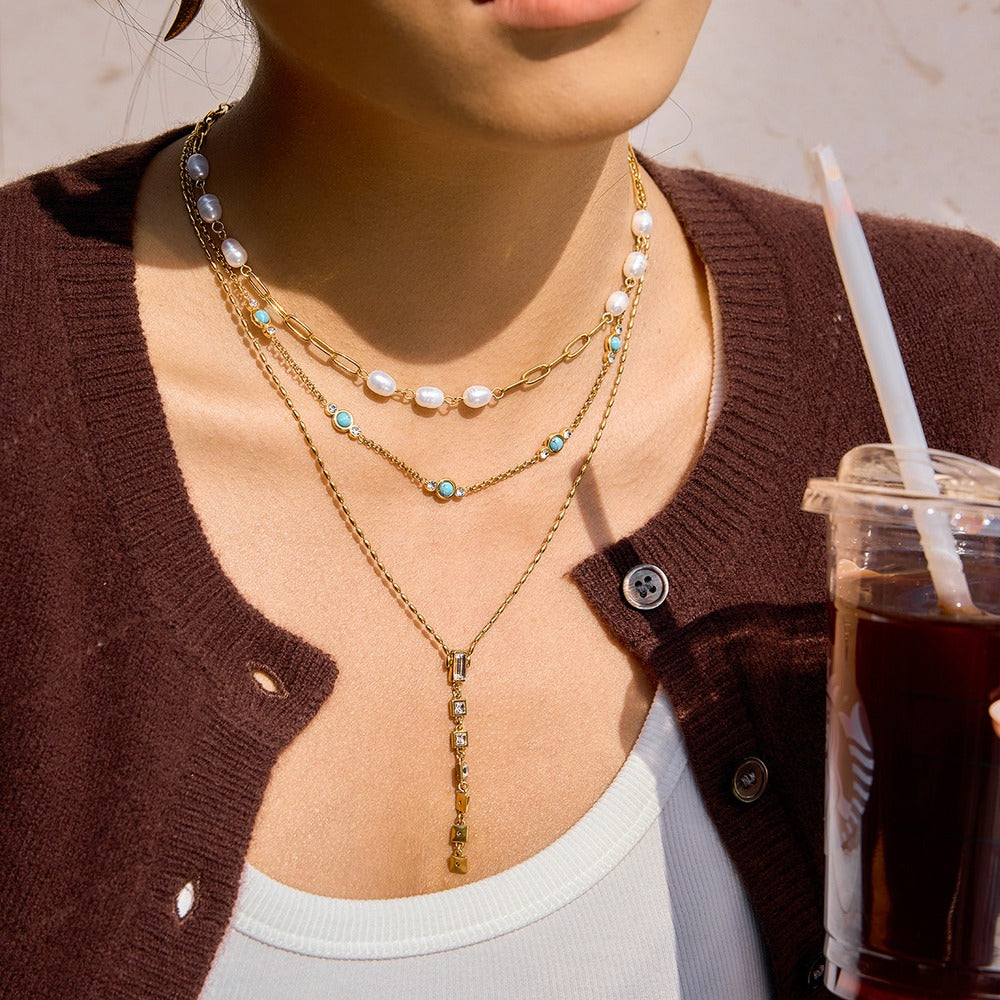 Zircon Y Chain Necklace Collection