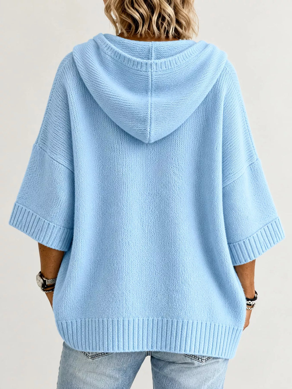 Full Size Hooded Open-Front Knit Cardigan Plus Size