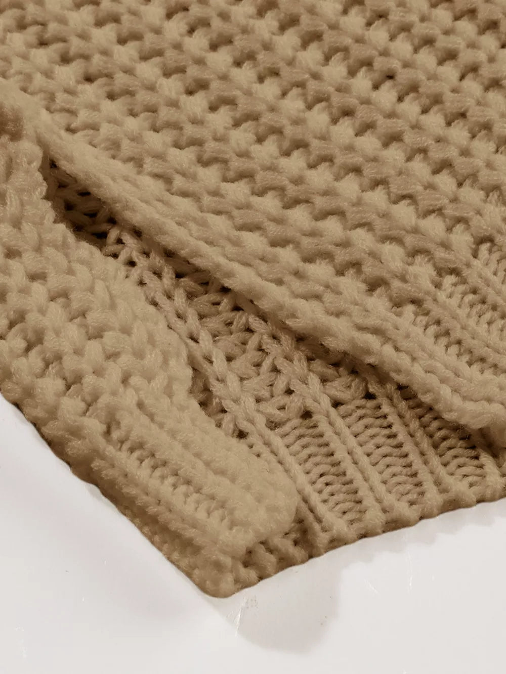 Ribbed Knit Round Neck Slouchy Chunky Sweater