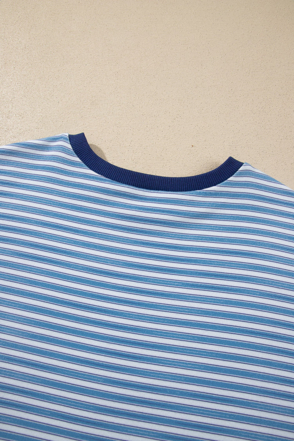 Sky Blue Stripe Long Sleeve Oversized Top Pocketed Casual Shorts Two Piece Set