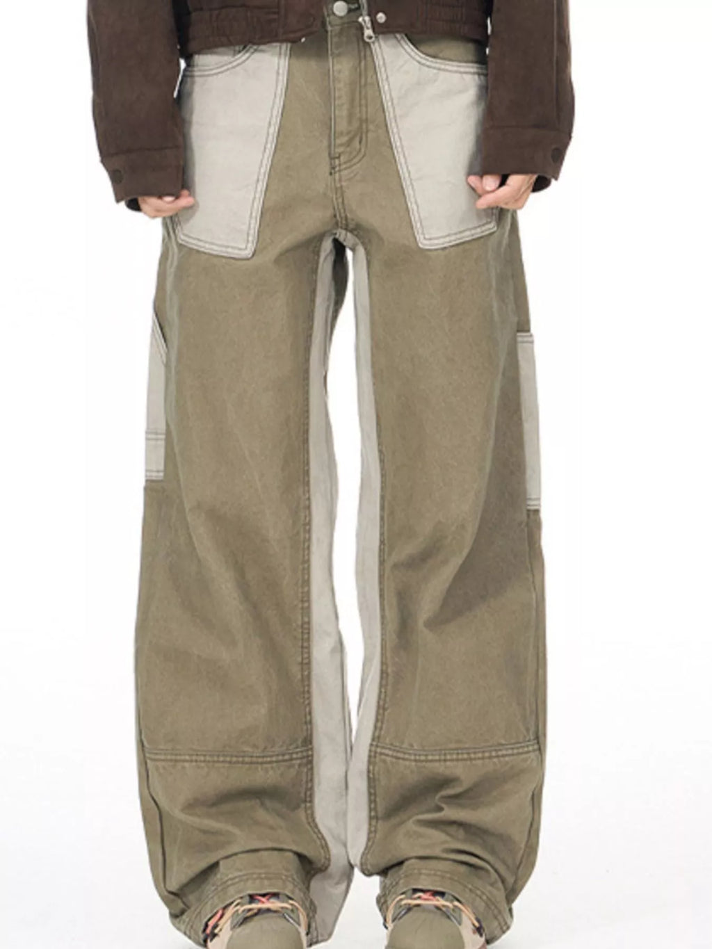 Men's Two-Tone Wide Leg Cargo Pants