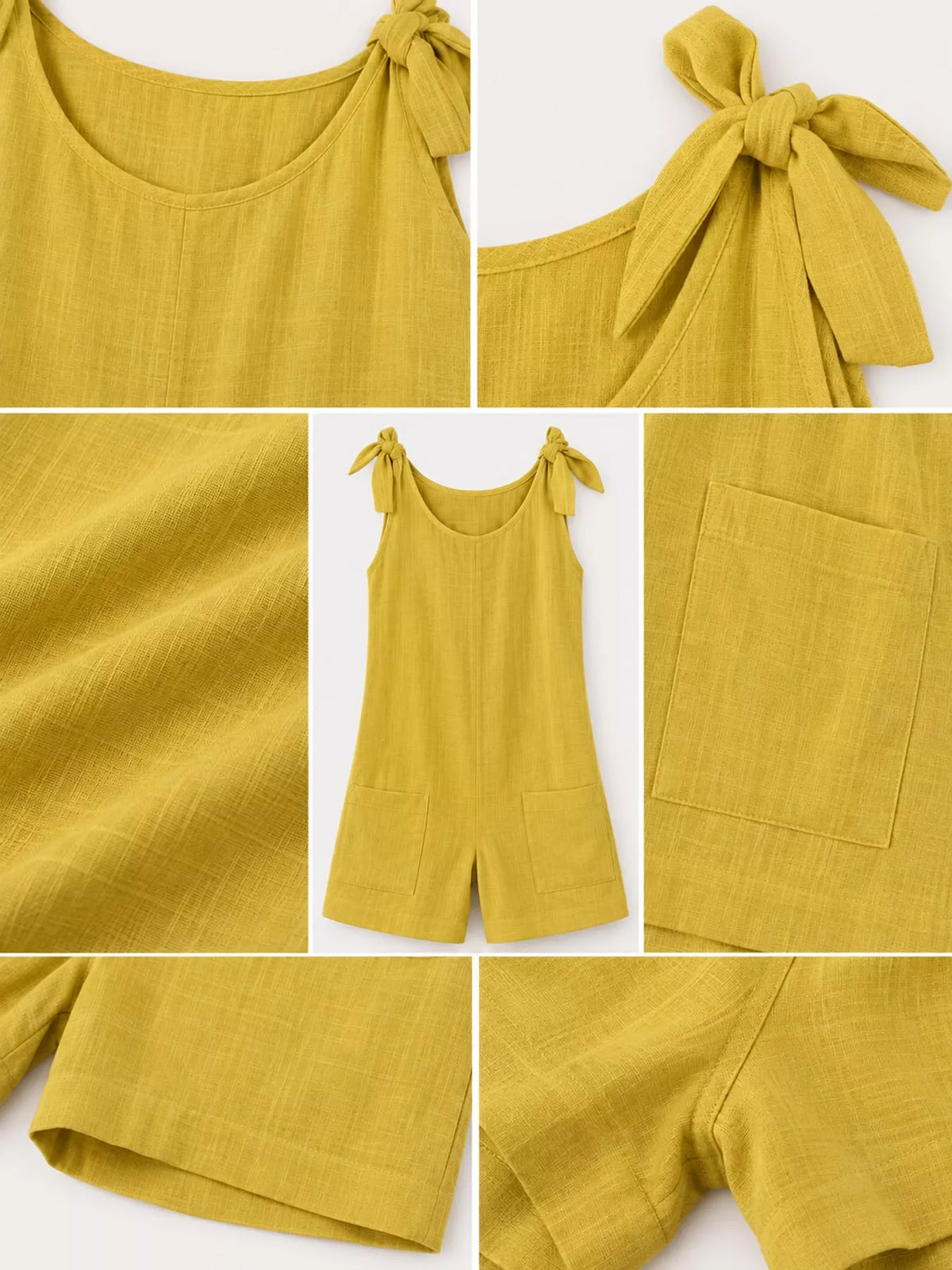 Full Size Tie-Shoulder Romper with Pockets Plus Size